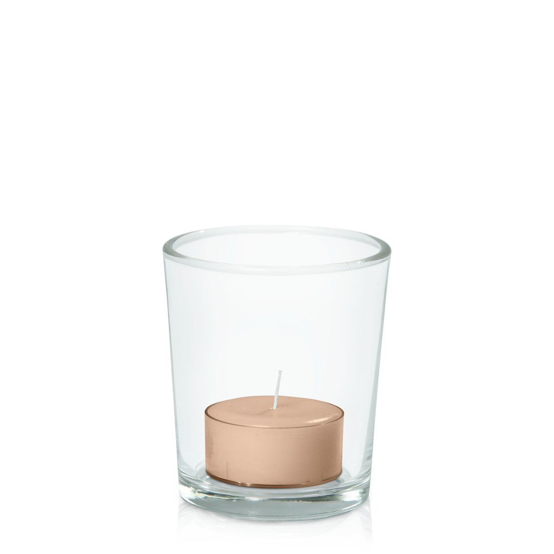 Latte Tealight in Glass Votive Pack Pack of 24