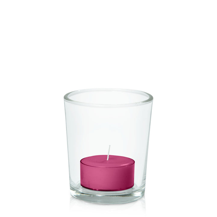 Magenta Tealight in Glass Votive Pack Pack of 24