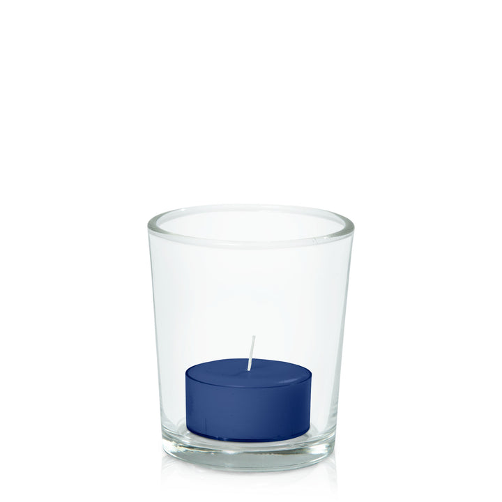 Navy Tealight in Glass Votive Pack Pack of 24