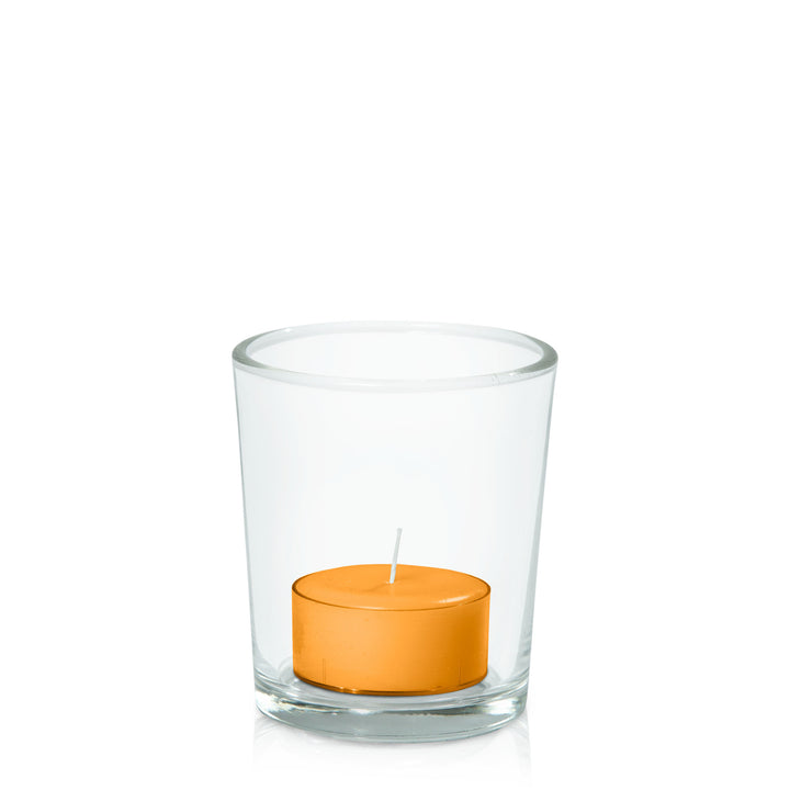 Orange Tealight in Glass Votive Pack Pack of 24