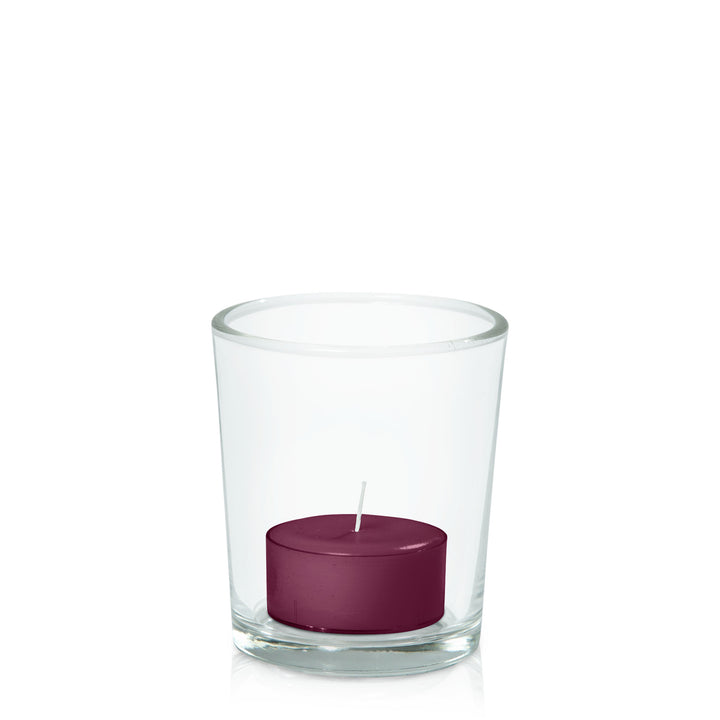 Plum Tealight in Glass Votive Pack Pack of 24