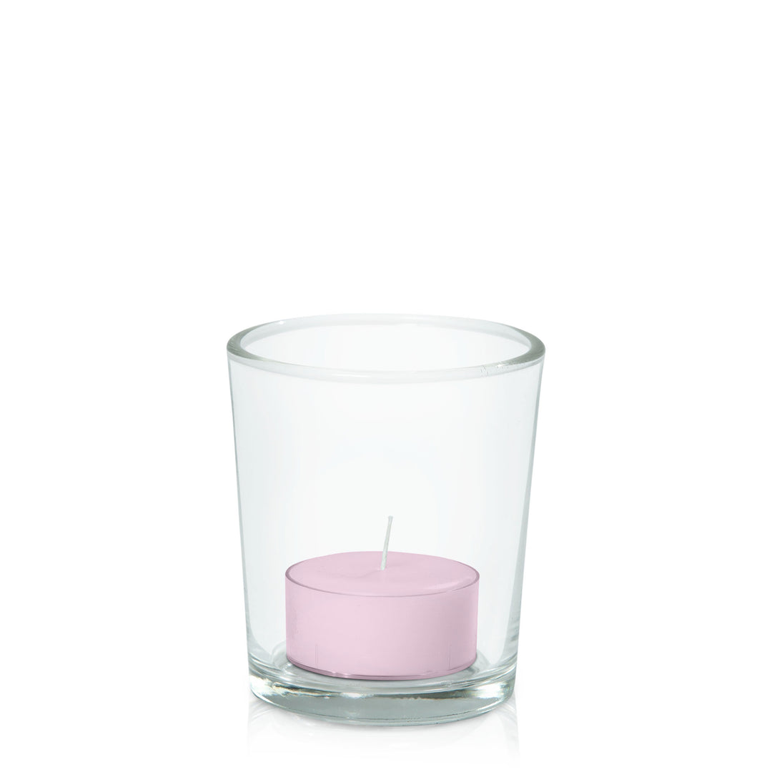 Pastel Pink Tealight in Glass Votive Pack Pack of 24