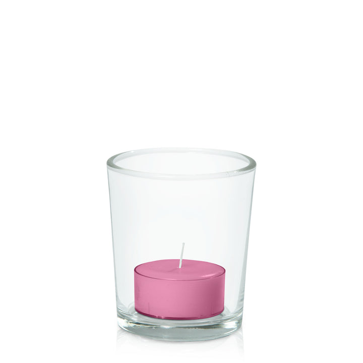 Rose Pink Tealight in Glass Votive Pack Pack of 24