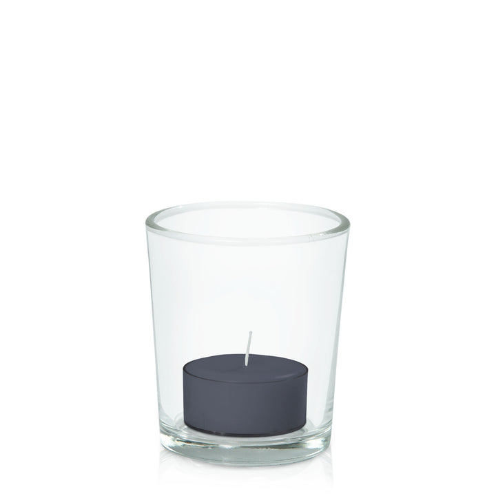 Steel Blue Tealight in Glass Votive Pack Pack of 24