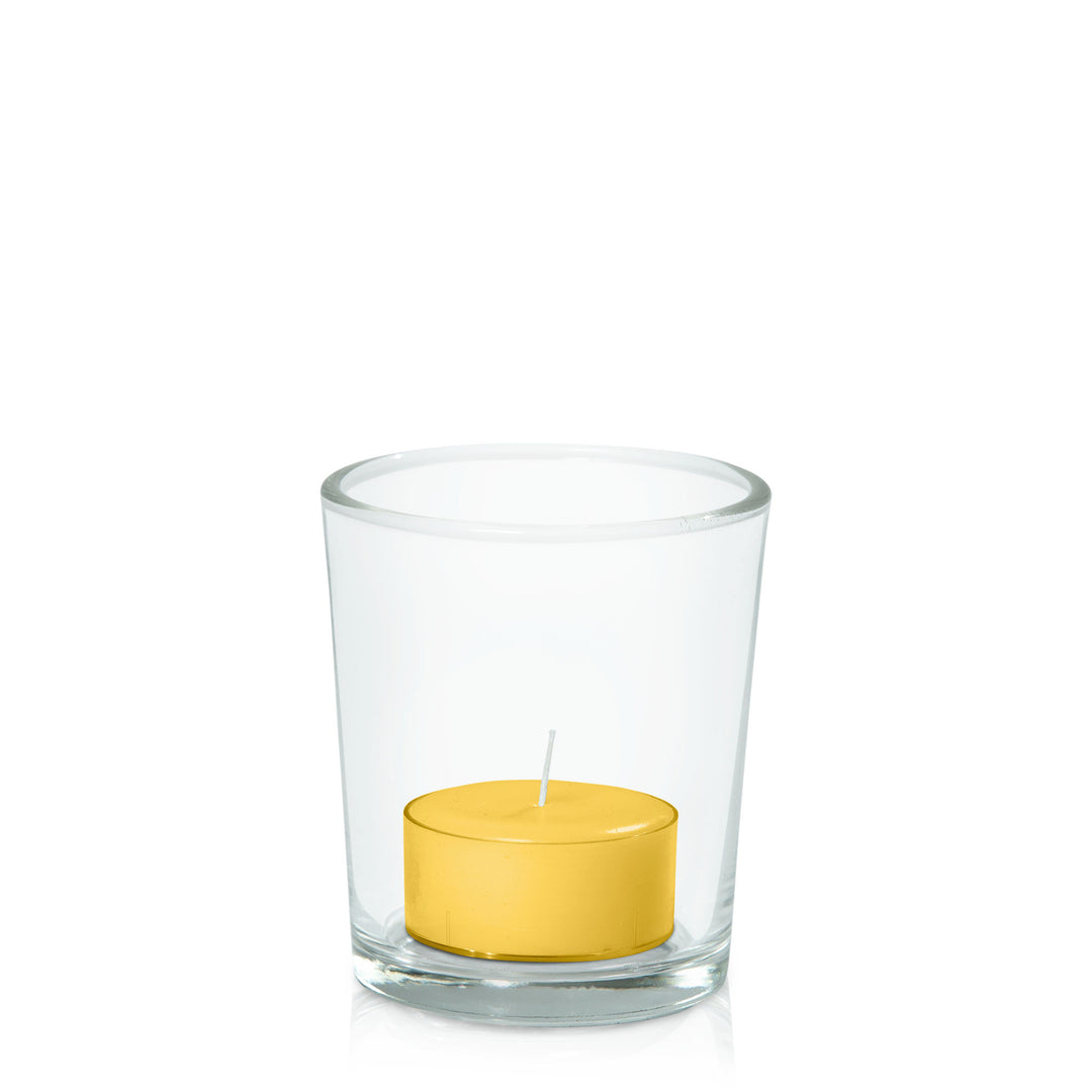 Yellow Tealight in Glass Votive Pack Pack of 24