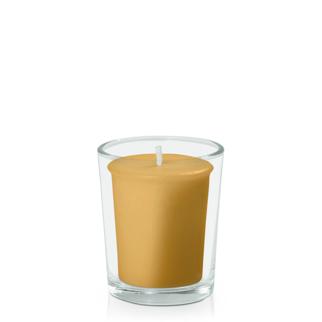 Mustard Votive Candle in Glass Votive Pack Pack of 24