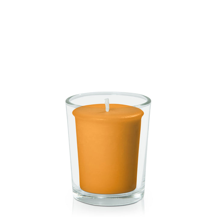 Orange Votive Candle in Glass Votive Pack Pack of 24