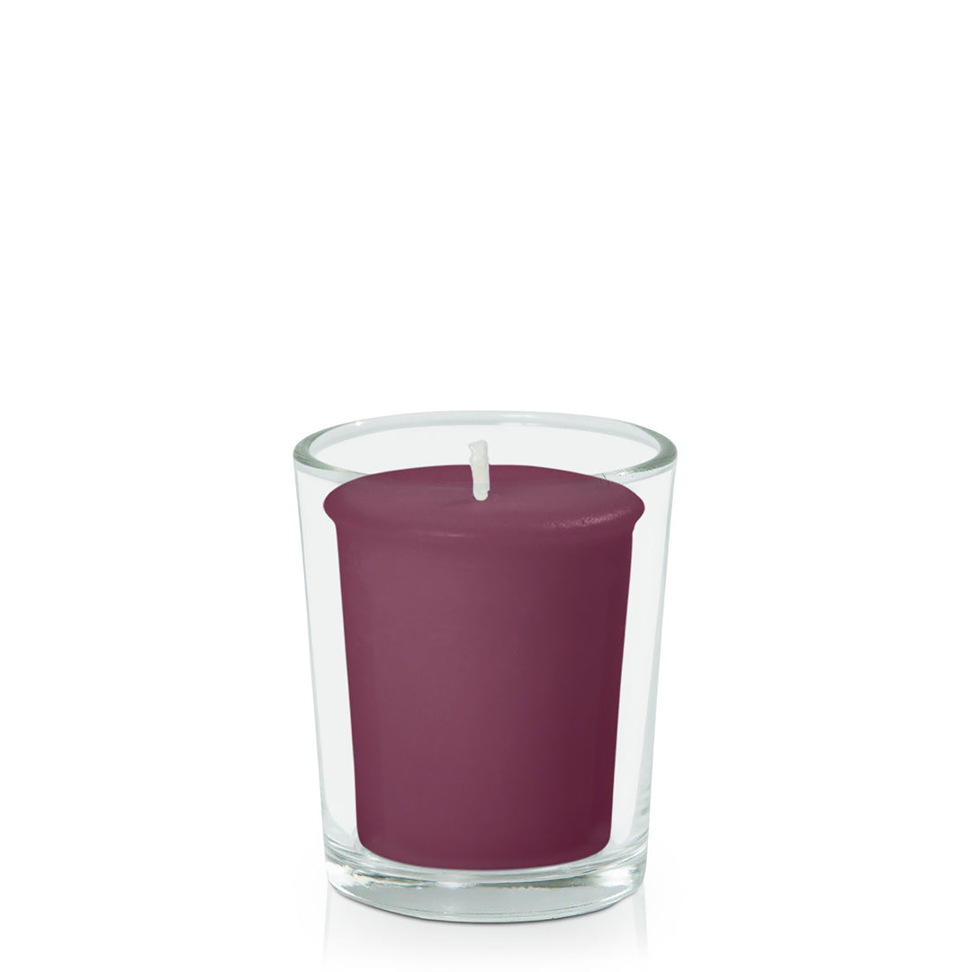 Plum Votive Candle in Glass Votive Pack Pack of 24