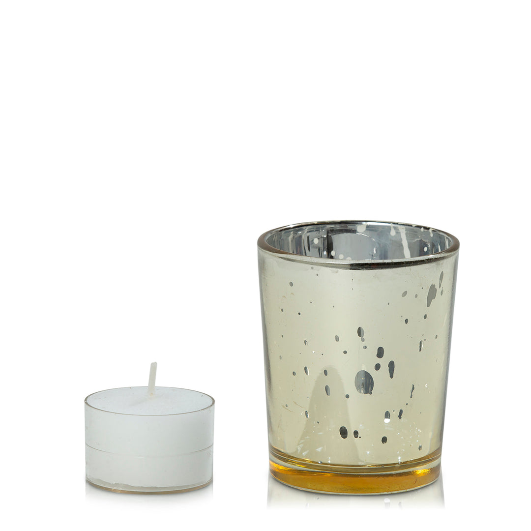 White Acrylic Event Tealight in Mercury Gold Votive Pack of 24