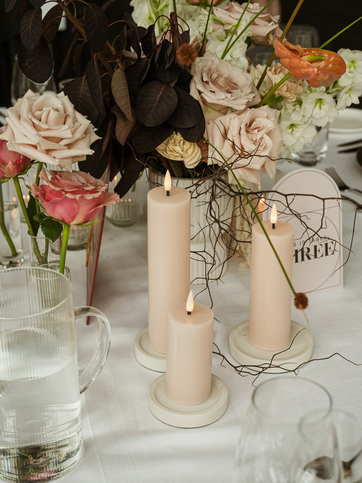 Vintage Rose 5cm LED Pillar Set - Lg Pack of 1