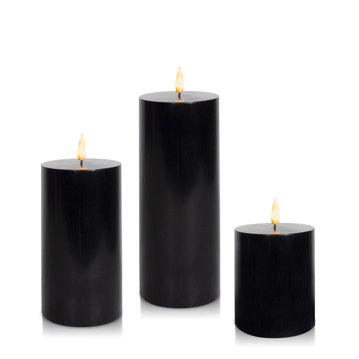 Black 8cm LED Pillar Set - Med Pack of 1