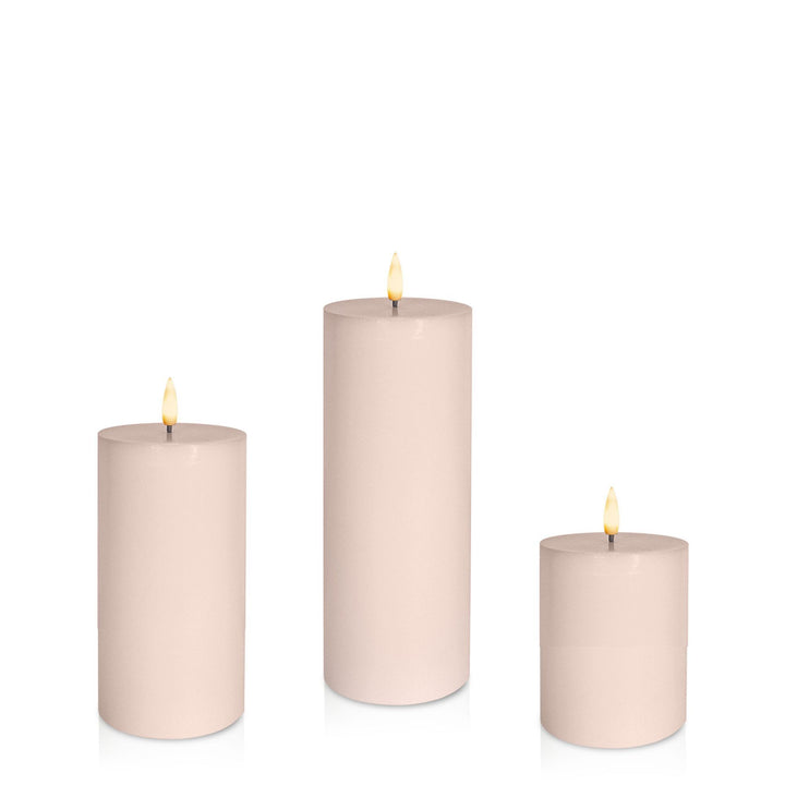 Vintage Rose 8cm LED Pillar Set - Med Pack of 1