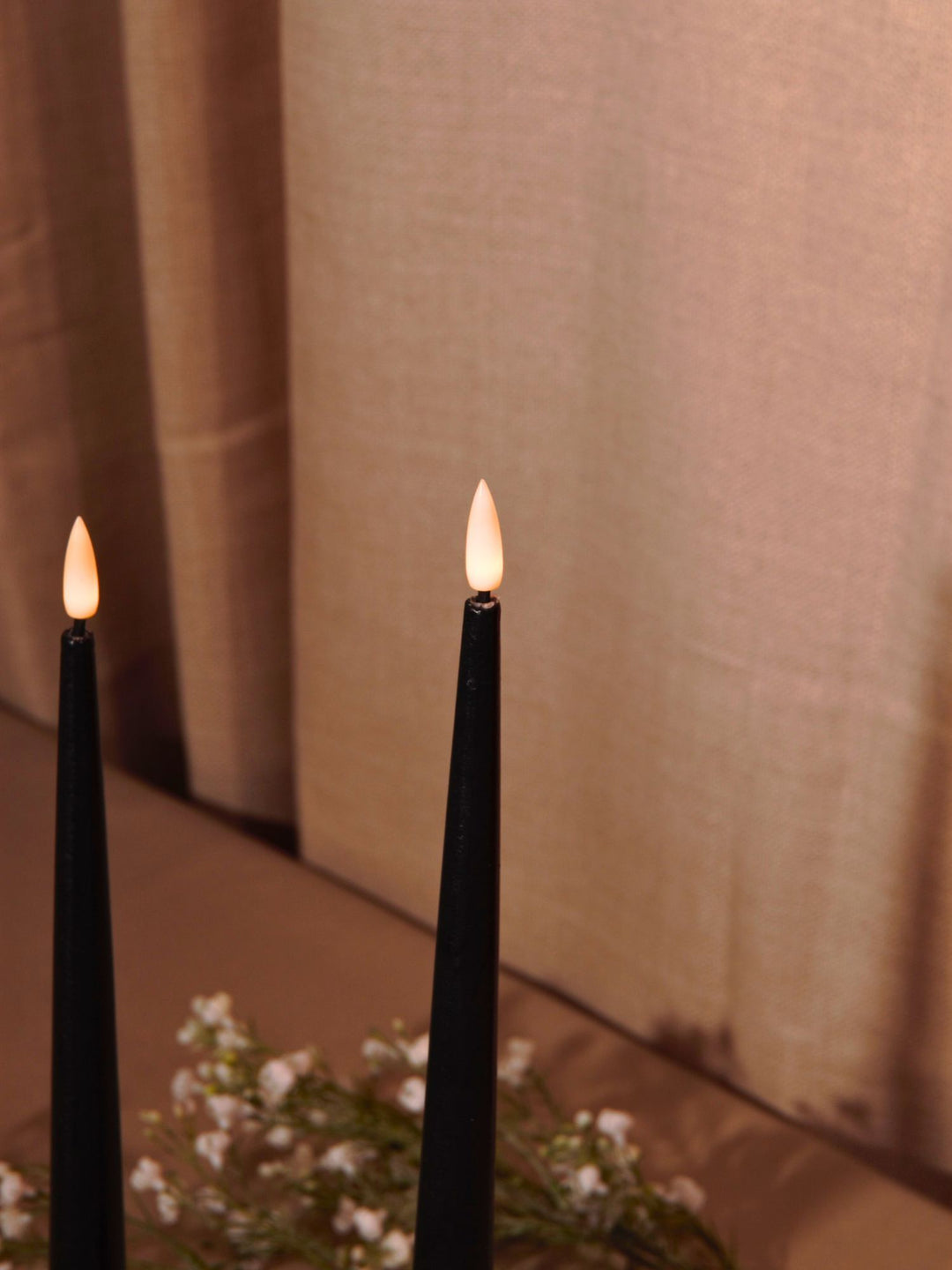 Black 31cm LED Taper Candles Pack of 2