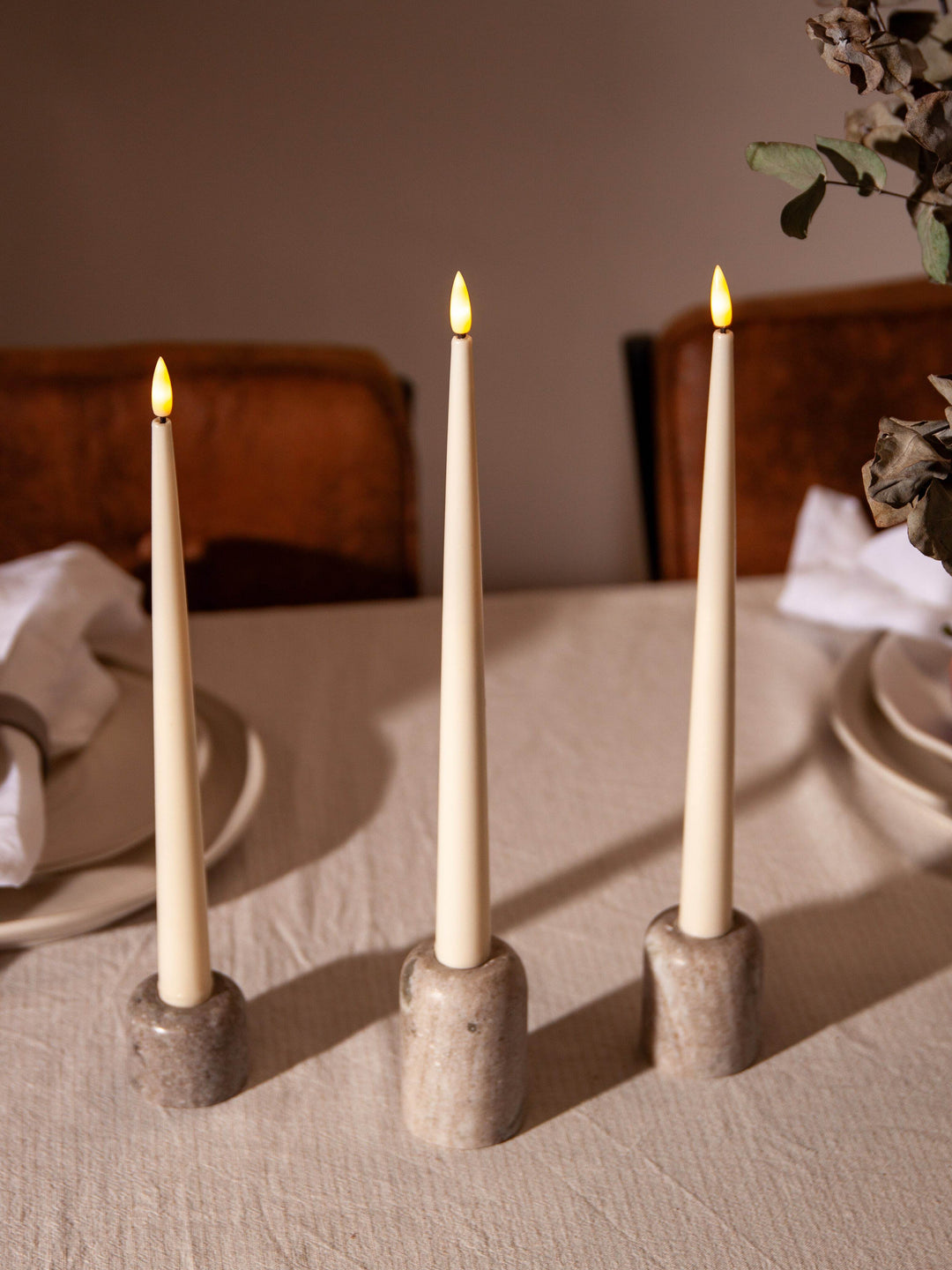 Ivory 31cm LED Taper Candles Pack of 2