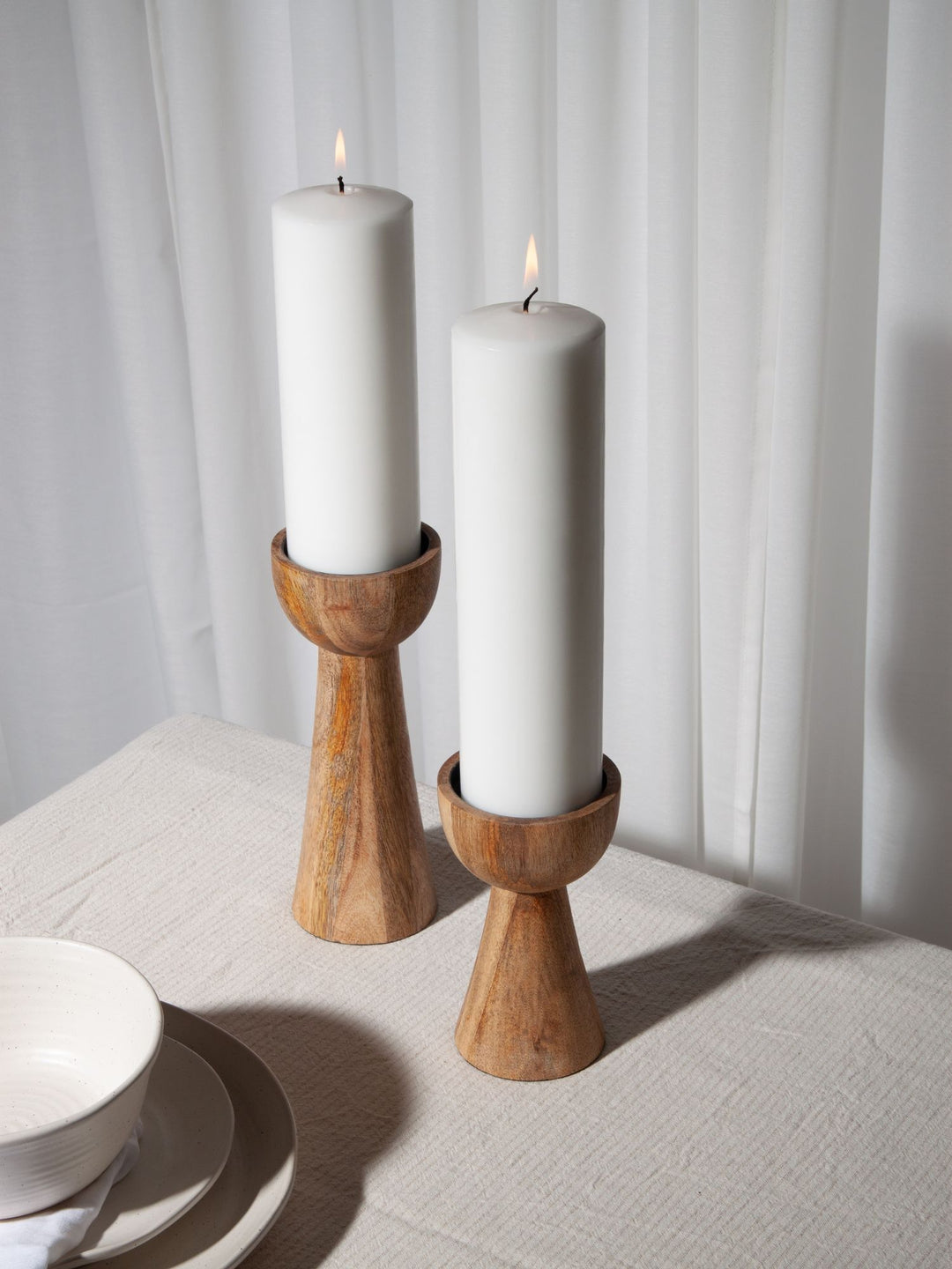 Natural Wood Medium Ivy Wooden Pillar Holder Pack of 1