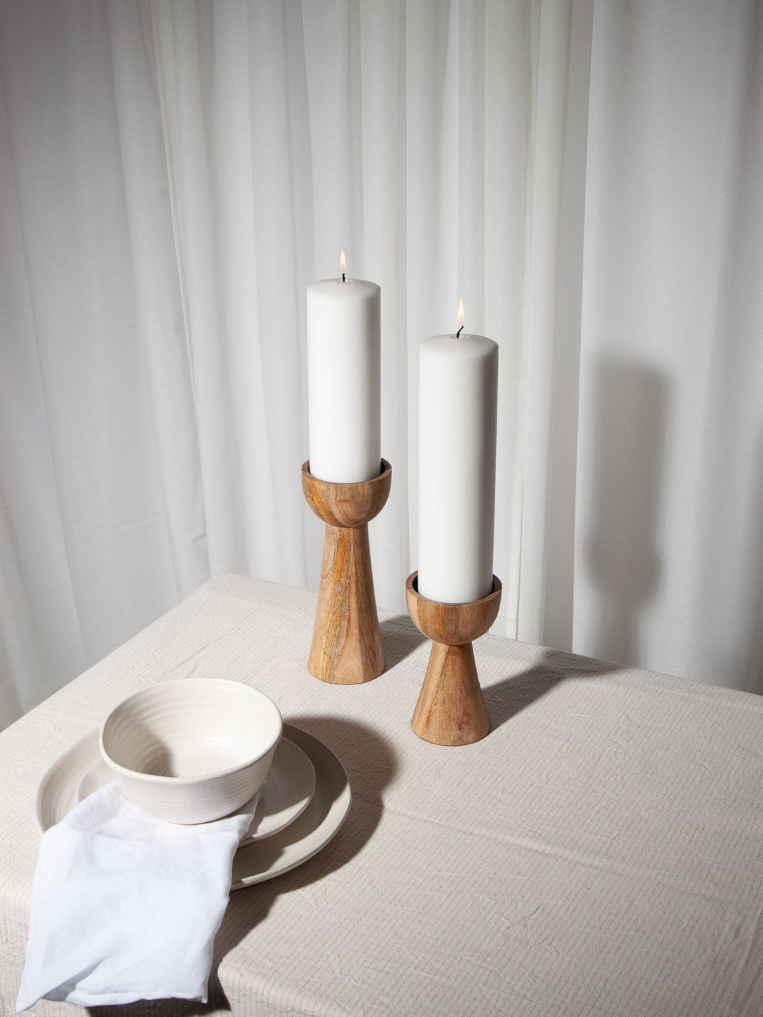 Natural Wood Large Ivy Wooden Pillar Holder Pack of 1