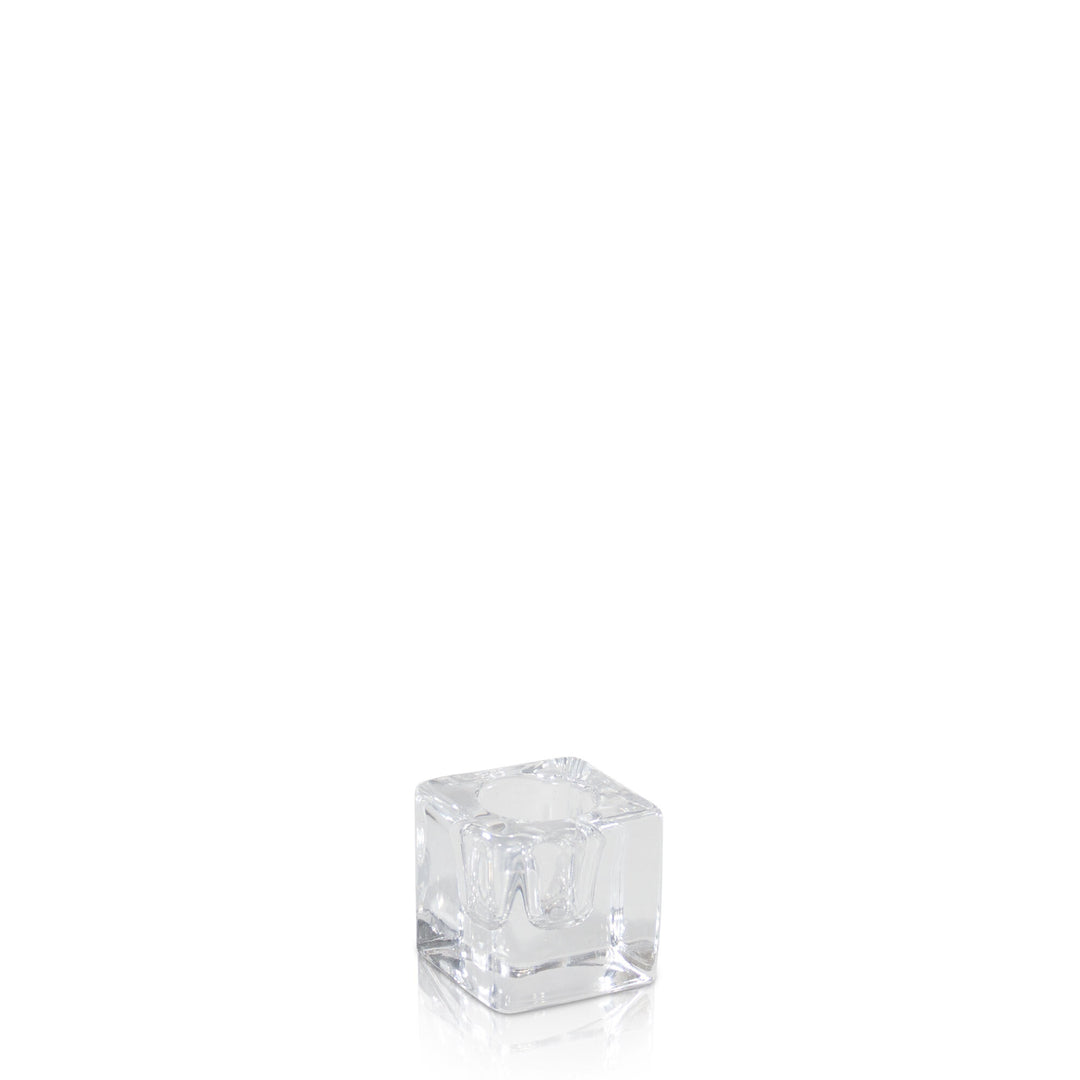 Clear Glass Cube Candle Holder - Small Pack of 1