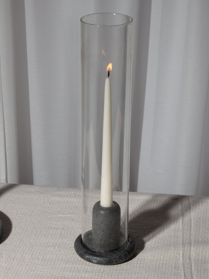 Midnight Black Sienna Marble Candle Holder - Small Pack of 1