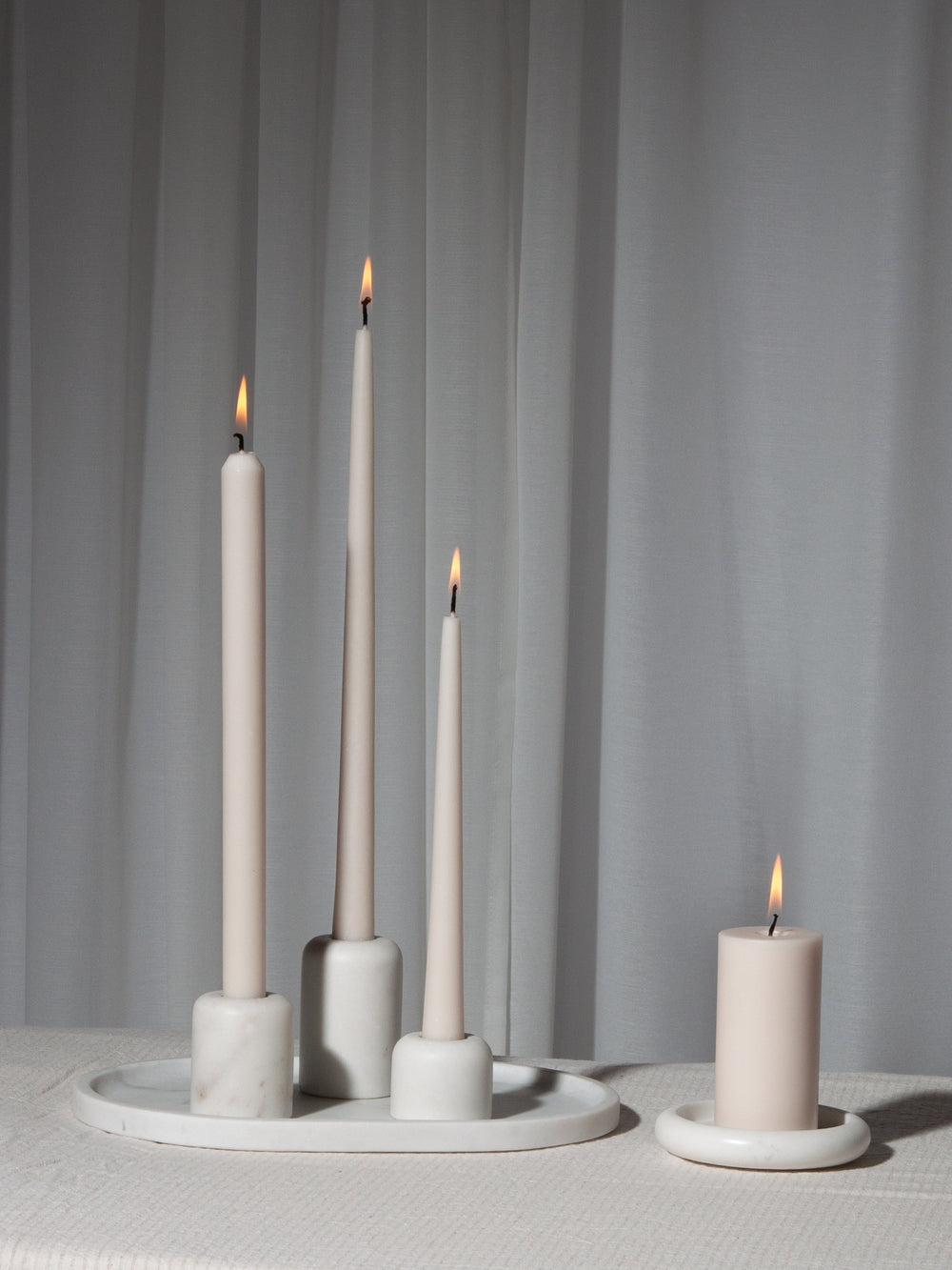 White Sienna Marble Candle Holder - Small Pack of 1