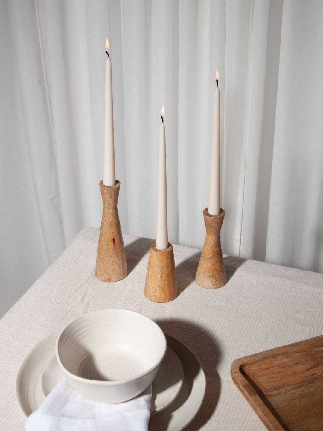 Natural Wood Ember Wooden Candle Holder - Large Pack of 1